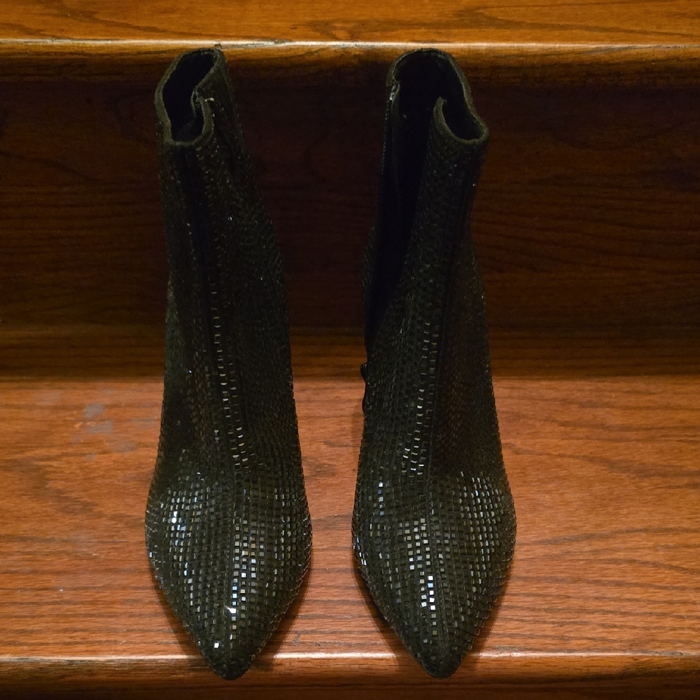 LAUREN BLAKWELL Black JEWELL Pointed Ankle Booties - 7